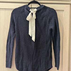 LOFT Dark Blue Knit with White Accent